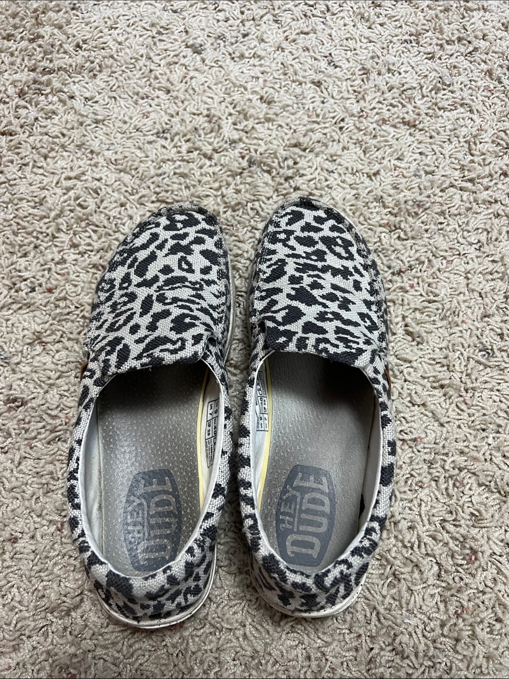 Hey Dude Women's Slip-On Shoes Black and White Leopard Print